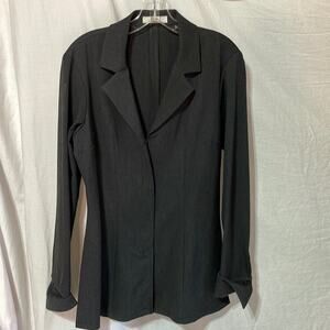 Vertigo Paris L grey shaped front zip jacket polyester rayon spandex blend euc